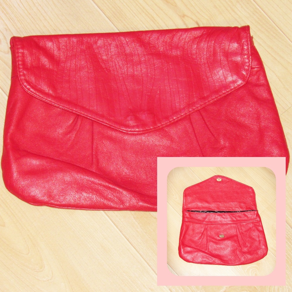 Genuine Leather Lipstick Red Italian Handbag